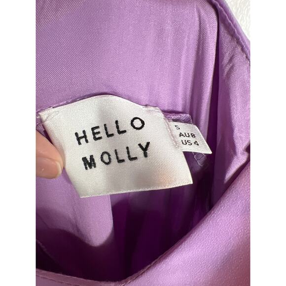 Hello Molly 4 Mini Wrap Dress Purple Lilac Classy Cocktail Ruffle Fairycore Glam - Picture 6 of 8